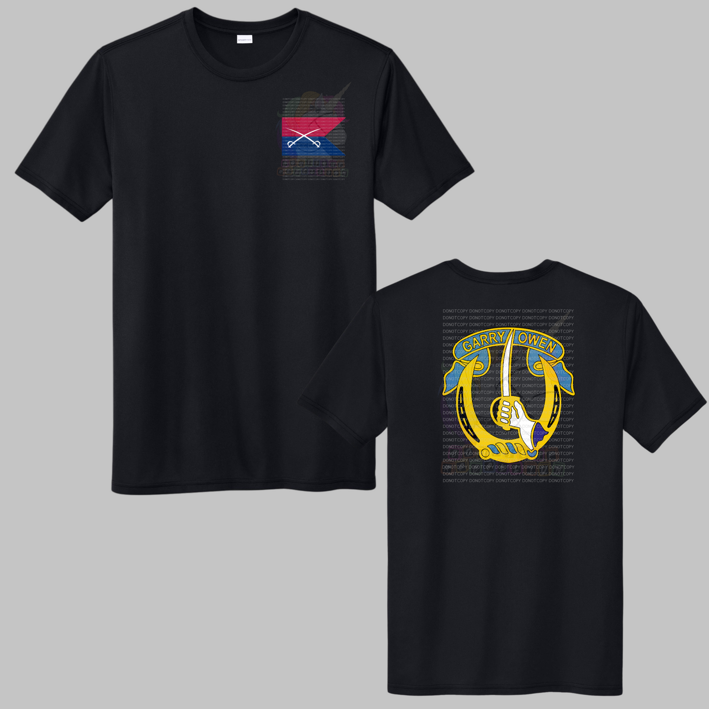 1-7 Cav Custer Colors Black Crewneck Sweatshirt, Long Sleeve or Short Sleeve Shirt