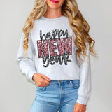 Happy New Year Faux Glitter Adult Tee, Crewneck Sweatshirt or Hoodie