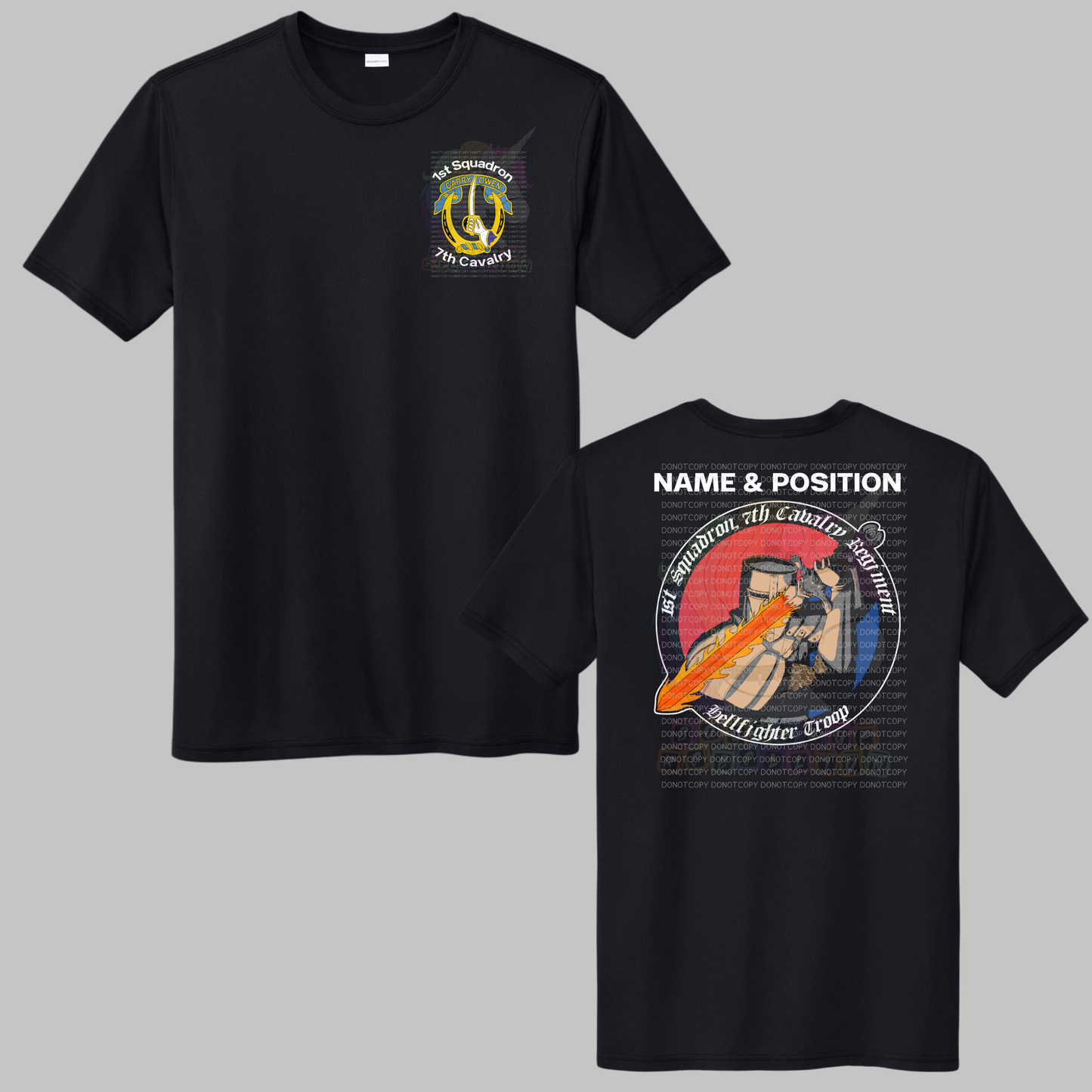 1-7 Cav Hellfighter Black Crewneck Sweatshirt, Long Sleeve or Short Sleeve Shirt