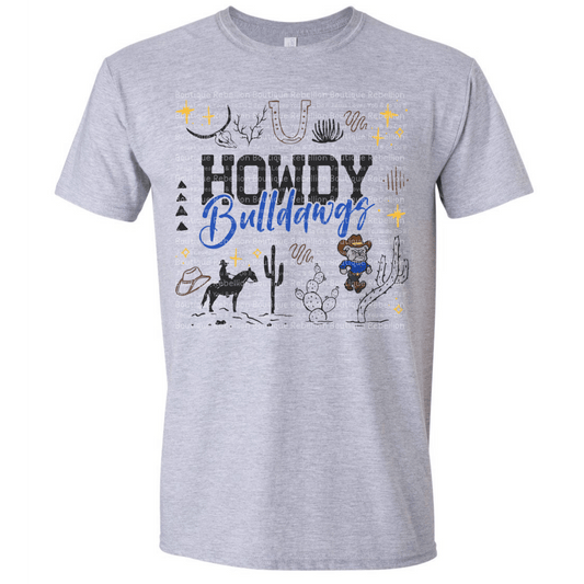 Howdy Bulldawgs Short Sleeve Adult Tee or Youth Tee