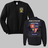 1-7 Cav Darkhorse Black Crewneck Sweatshirt, Long Sleeve or Short Sleeve Shirt