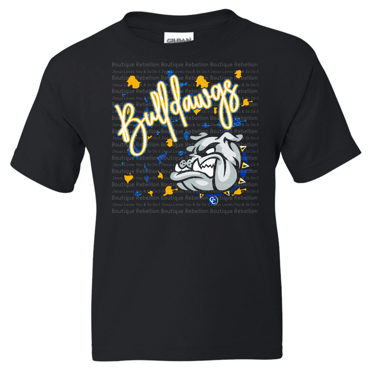 Copperas Cove Bulldawgs Leopard Faux Glitter Adult Tee