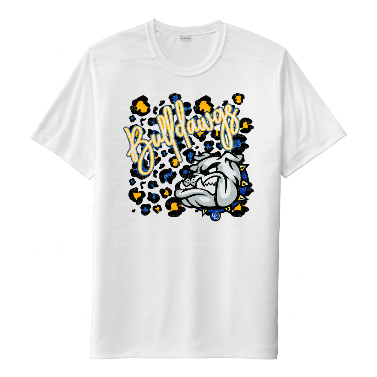 Copperas Cove Bulldawgs Leopard Faux Glitter Adult Tee