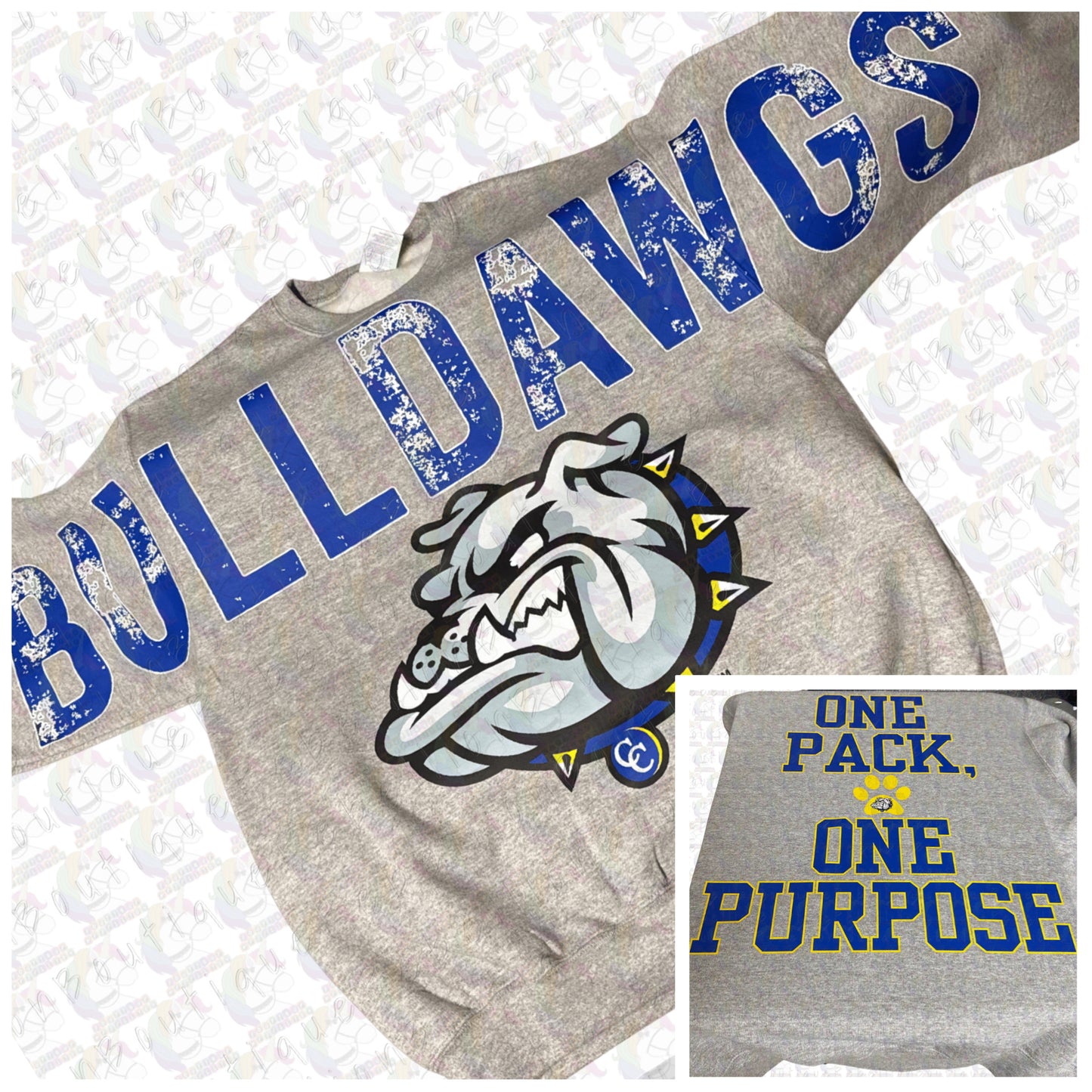 Copperas Cove Bulldawgs Oversized Graphic Adult or Youth Zip up Hoodie or Crewneck Sweatshirt