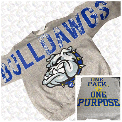 Copperas Cove Bulldawgs Oversized Graphic Adult or Youth Zip up Hoodie or Crewneck Sweatshirt