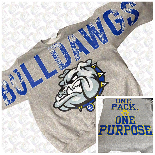 Copperas Cove Bulldawgs Oversized Graphic Adult or Youth Zip up Hoodie or Crewneck Sweatshirt