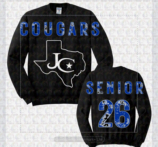 Jarrell Cougars Oversized Graphic Adult or Youth Zip up Hoodie or Crewneck Sweatshirt