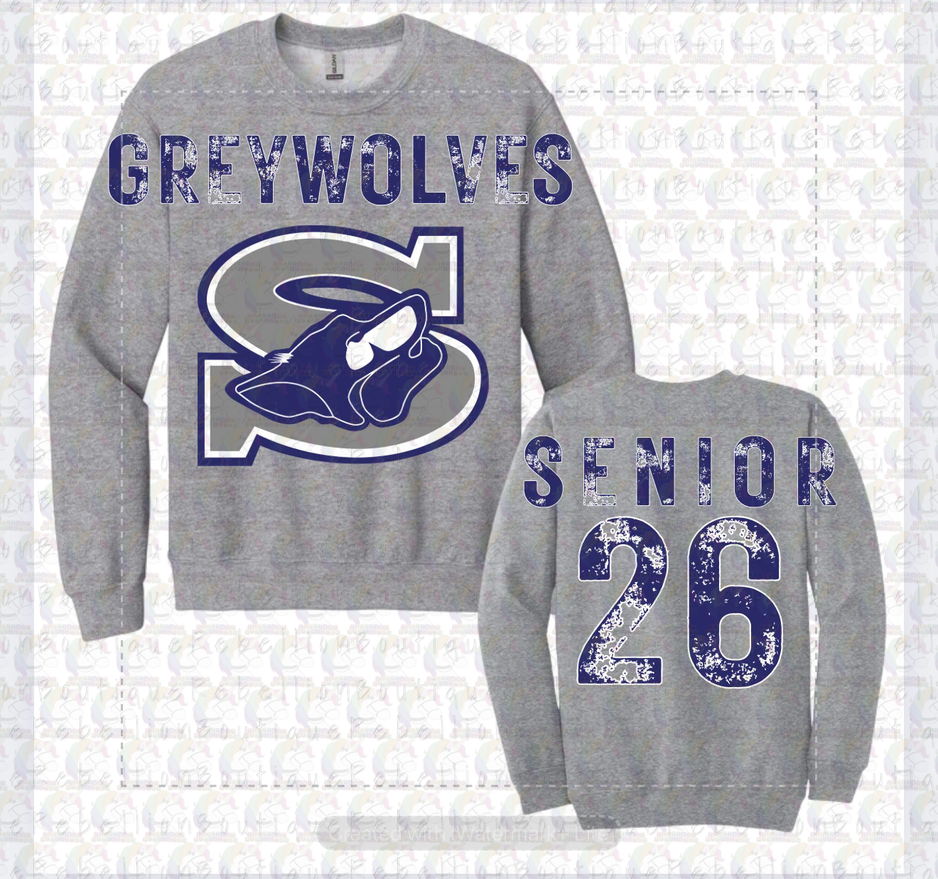 Shoemaker Greywolves Oversized Graphic Adult or Youth Zip up Hoodie or Crewneck Sweatshirt