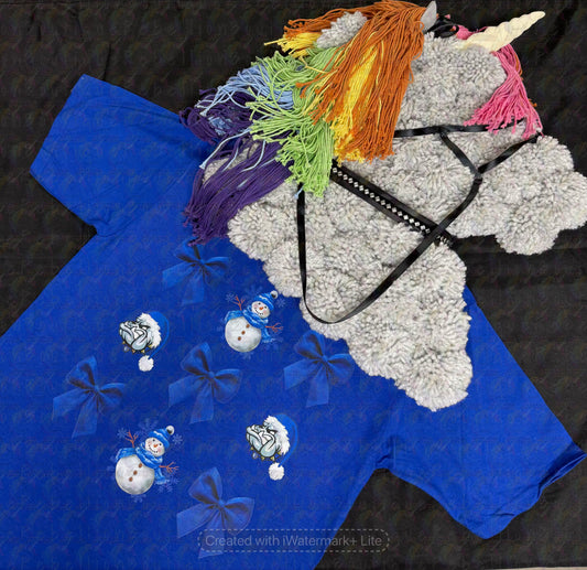 Copperas Cove Bulldawgs Blue Christmas Long or Short Sleeve  Adult Tee or Youth Tee