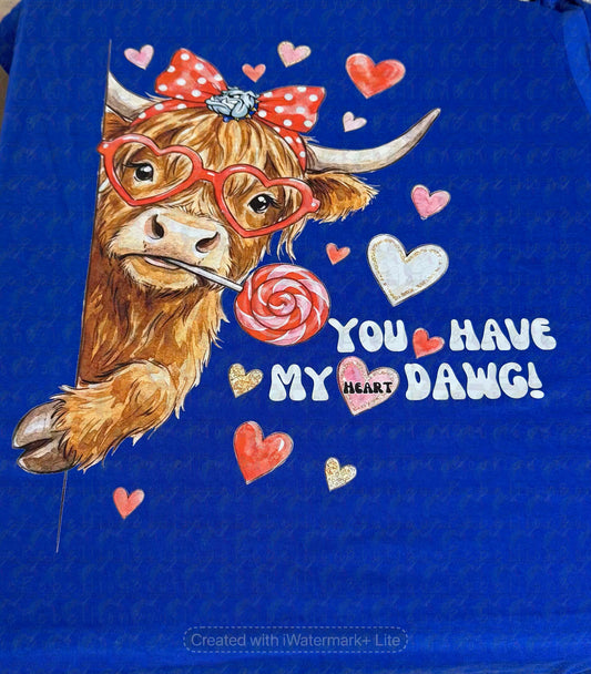 Copperas Cove Bulldawgs You Have My Heart DAWG Long or Short Sleeve  Adult Tee or Youth Tee