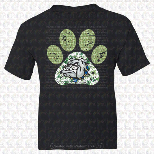Copperas Cove Bulldawgs Green Paw Print Long or Short Sleeve  Adult Tee or Youth Tee