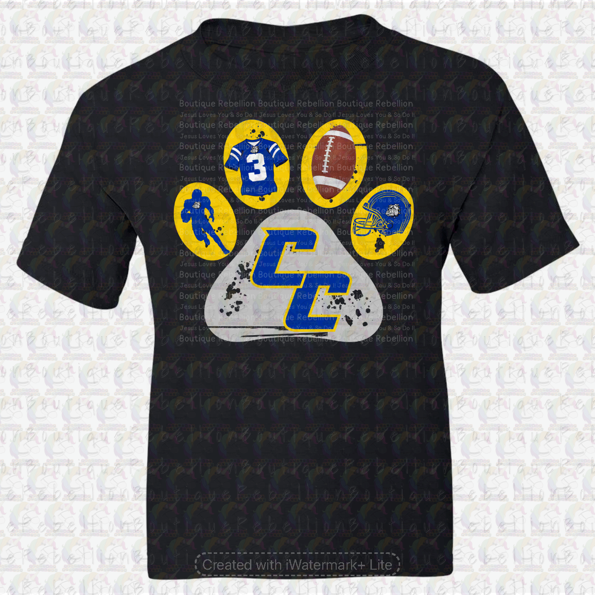 Copperas Cove Bulldawgs Football Paw Print Long or Short Sleeve  Adult Tee or Youth Tee