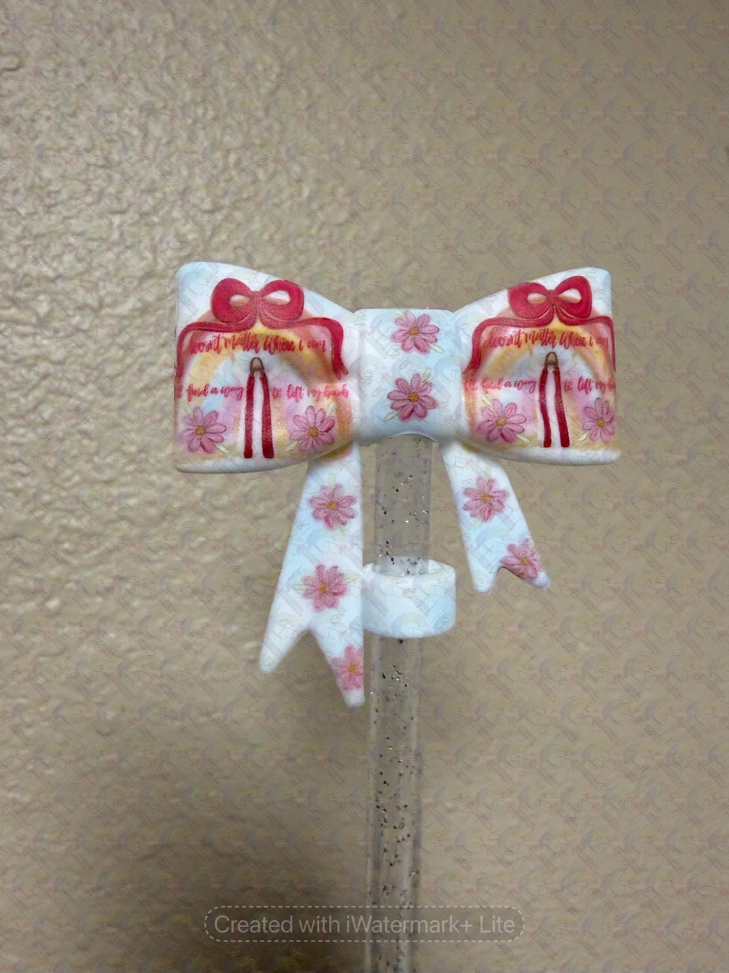 Faith Theme Bow Straw Toppers