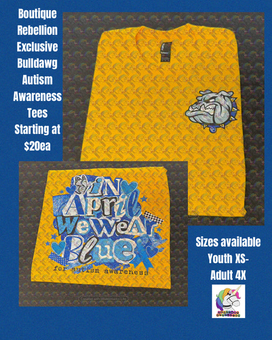 Copperas Cove Bulldawgs In April We Wear Blue for Autism Awareness Short Sleeve Adult Tee or Youth Tee