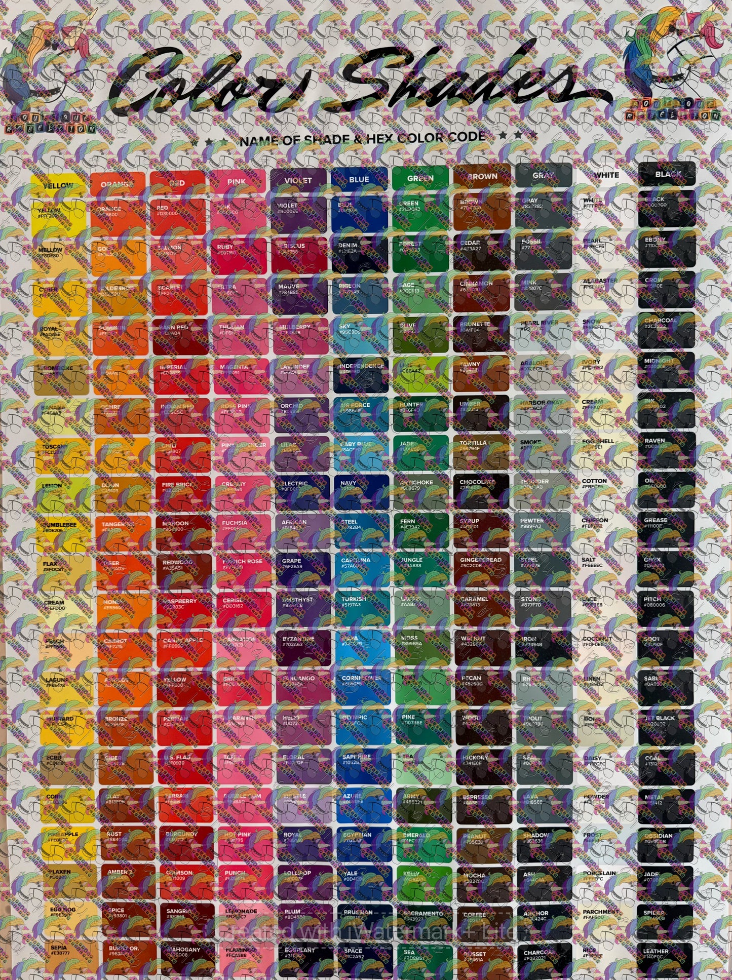 Printed Color Charts For Our Traditional DTF Printer