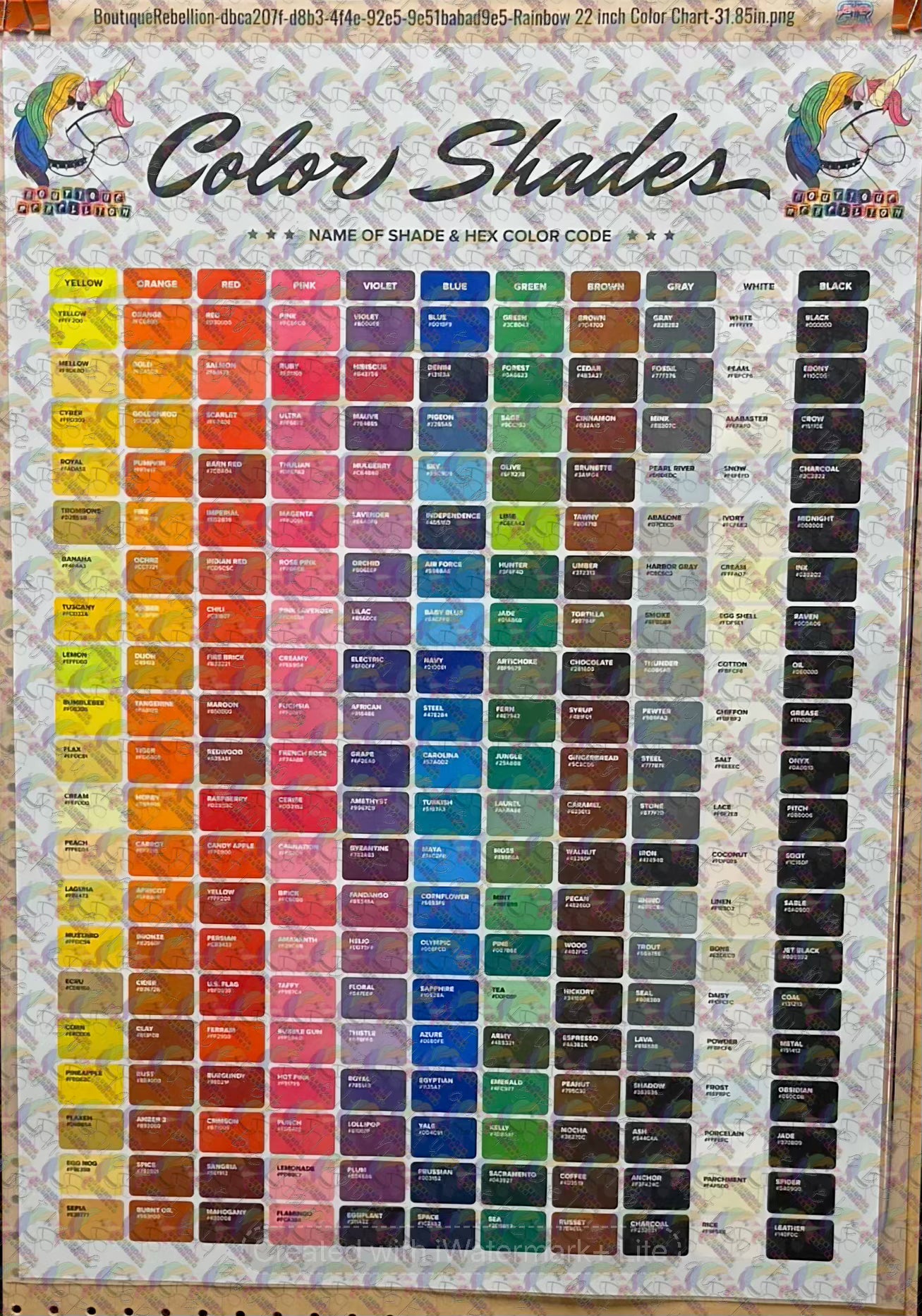 Printed Color Charts For Our Traditional DTF Printer