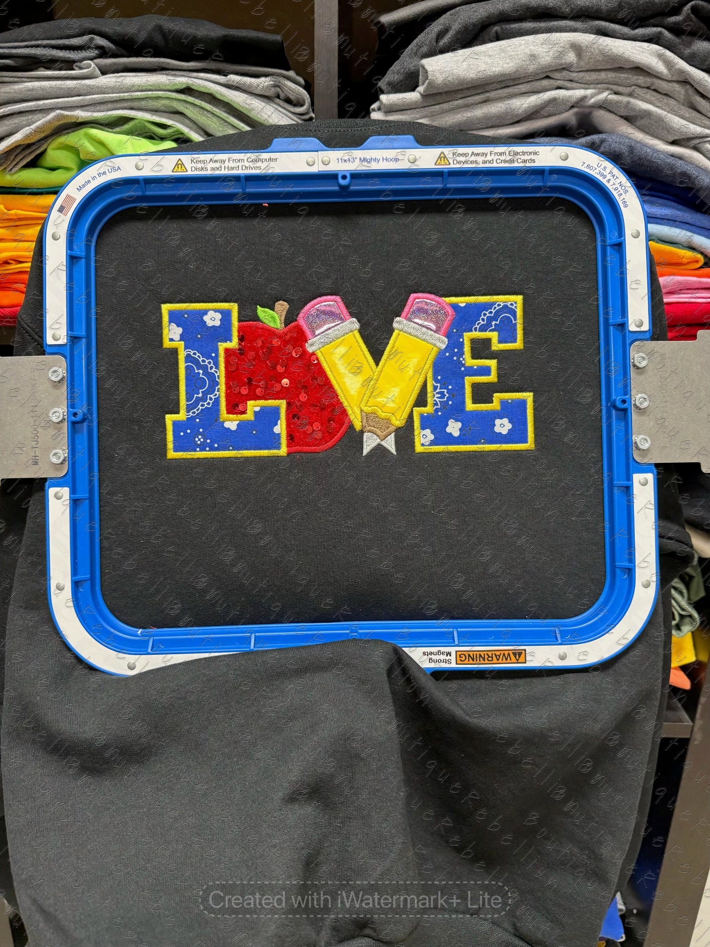 Love Teacher Embroidered Appliqué Adult Crewneck Sweatshirt
