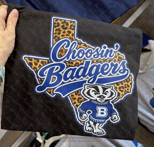 Choosin Lampasas Badgers Short Sleeve Adult Tee or Youth Tee