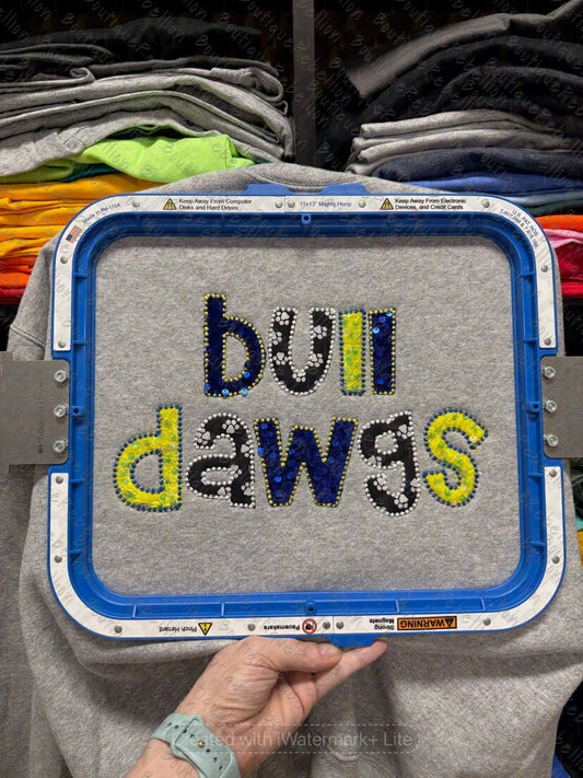 Bulldawgs Text Embroidered Appliqué Adult Crewneck Sweatshirt