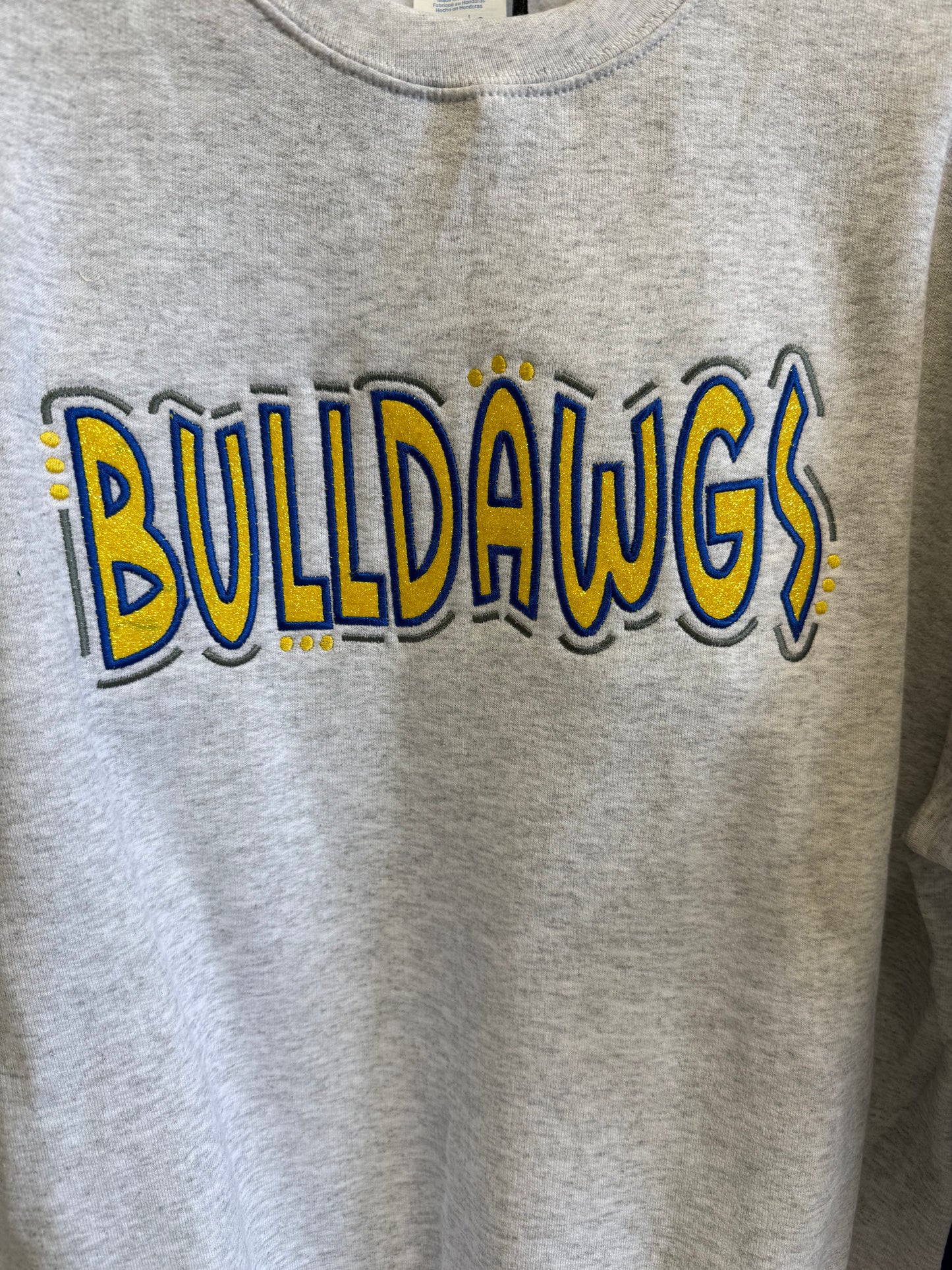 Bulldawgs fun text Embroidered Appliqué Crewneck Sweatshirt