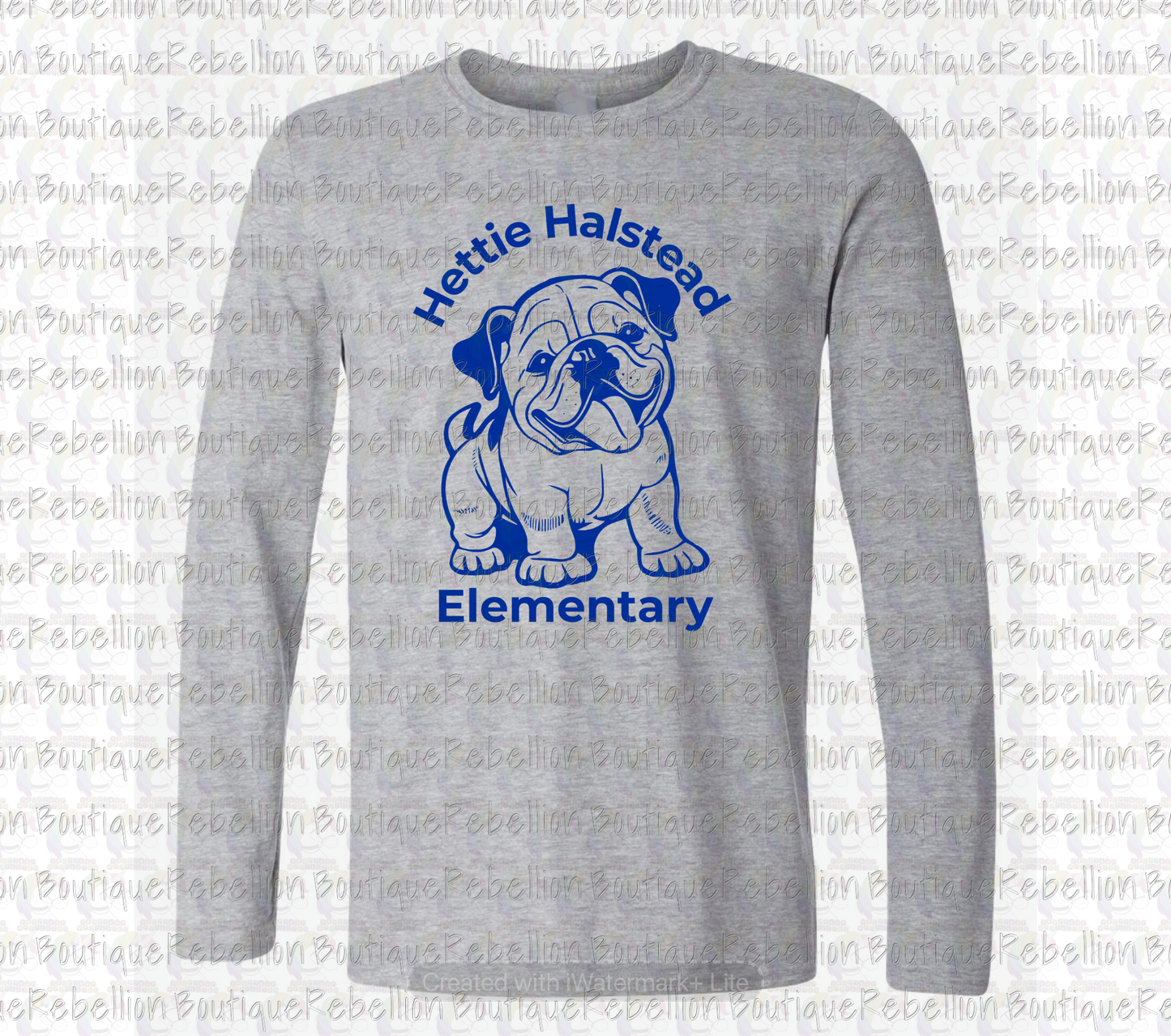 Hettie Halstead Elementary Bullpup Crewneck Sweatshirt, Long Sleeve or Short Sleeve Adult Tee or Youth Tee