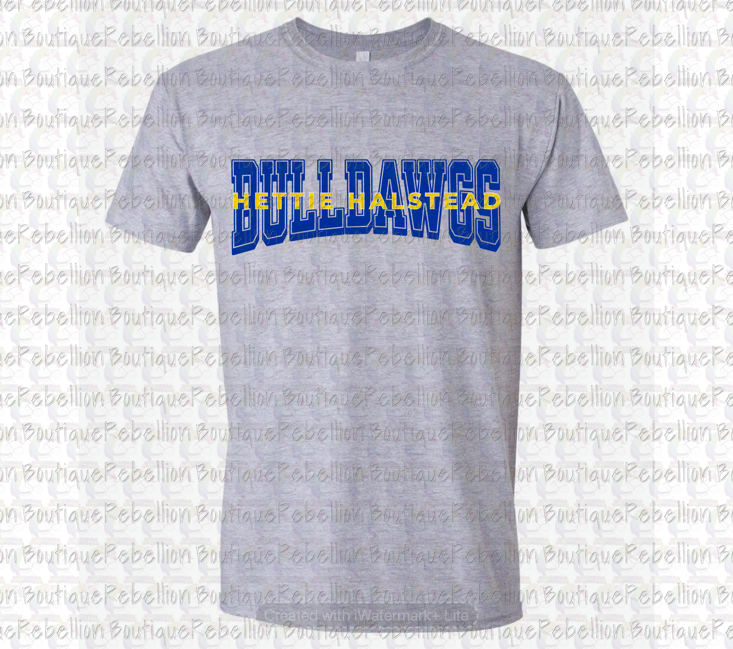 Hettie Halstead Elementary Bulldawgs Text Crewneck Sweatshirt, Long Sleeve or Short Sleeve Adult Tee or Youth Tee
