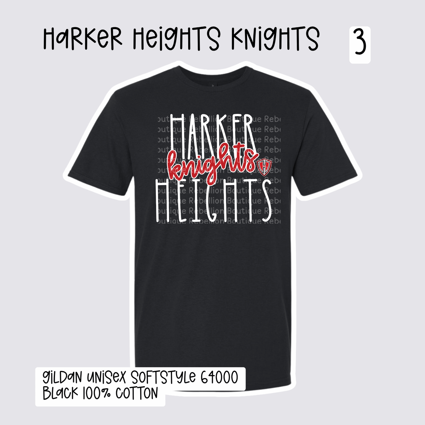 Design 3 Harker Heights Knights 2026-2027 Spirit Wear Adult Tee, Long Sleeve or Sweatshirt