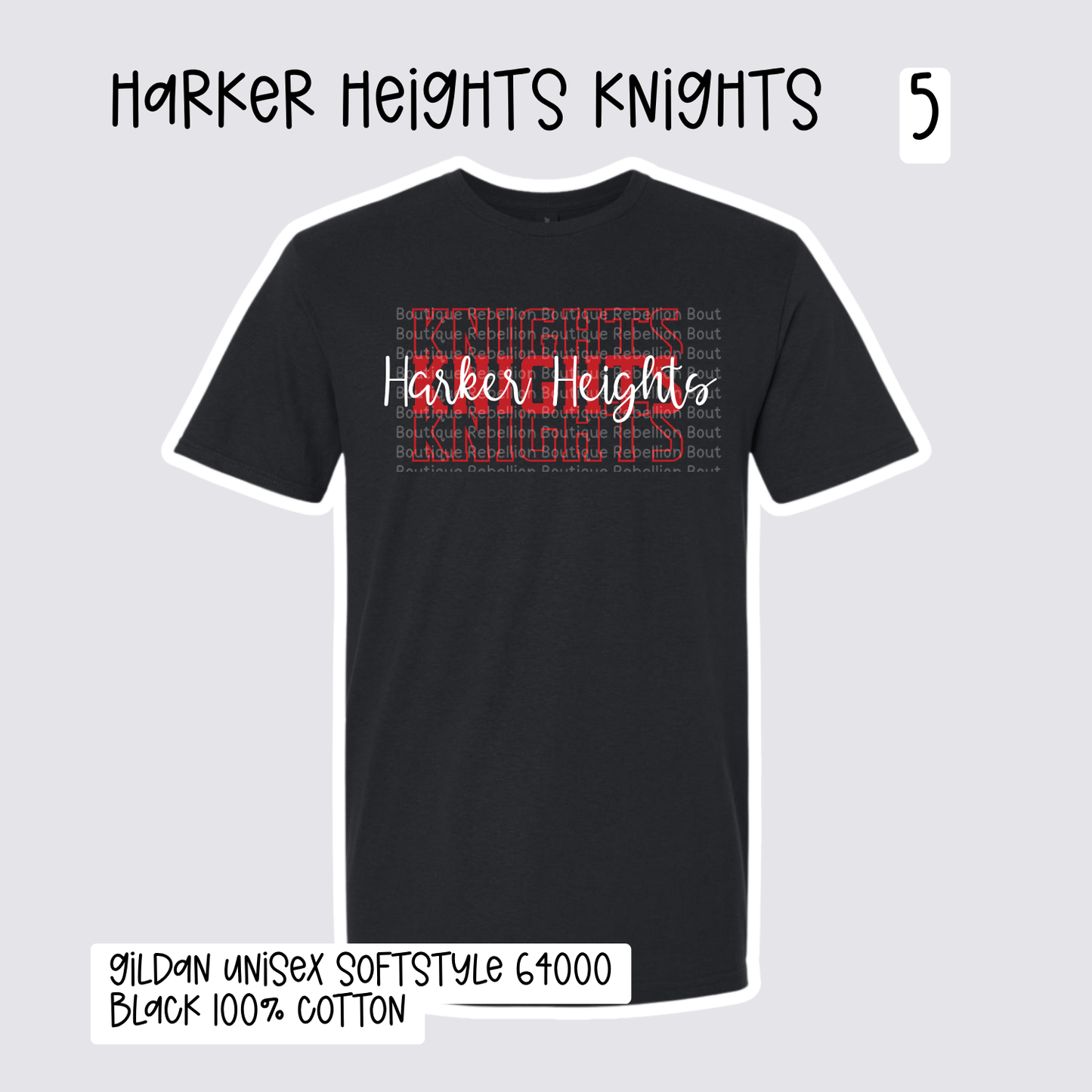 Design 5 Harker Heights Knights 2026-2027 Spirit Wear Adult Tee, Long Sleeve or Sweatshirt
