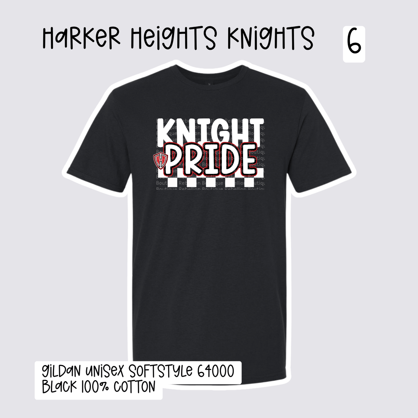 Design 6 Harker Heights Knights 2026-2027 Spirit Wear Adult Tee, Long Sleeve or Sweatshirt