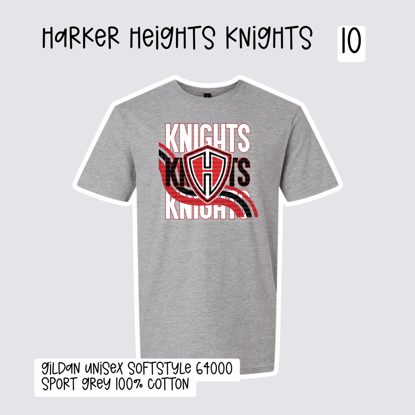 Design 10 Harker Heights Knights 2026-2027 Spirit Wear Adult Tee, Long Sleeve or Sweatshirt