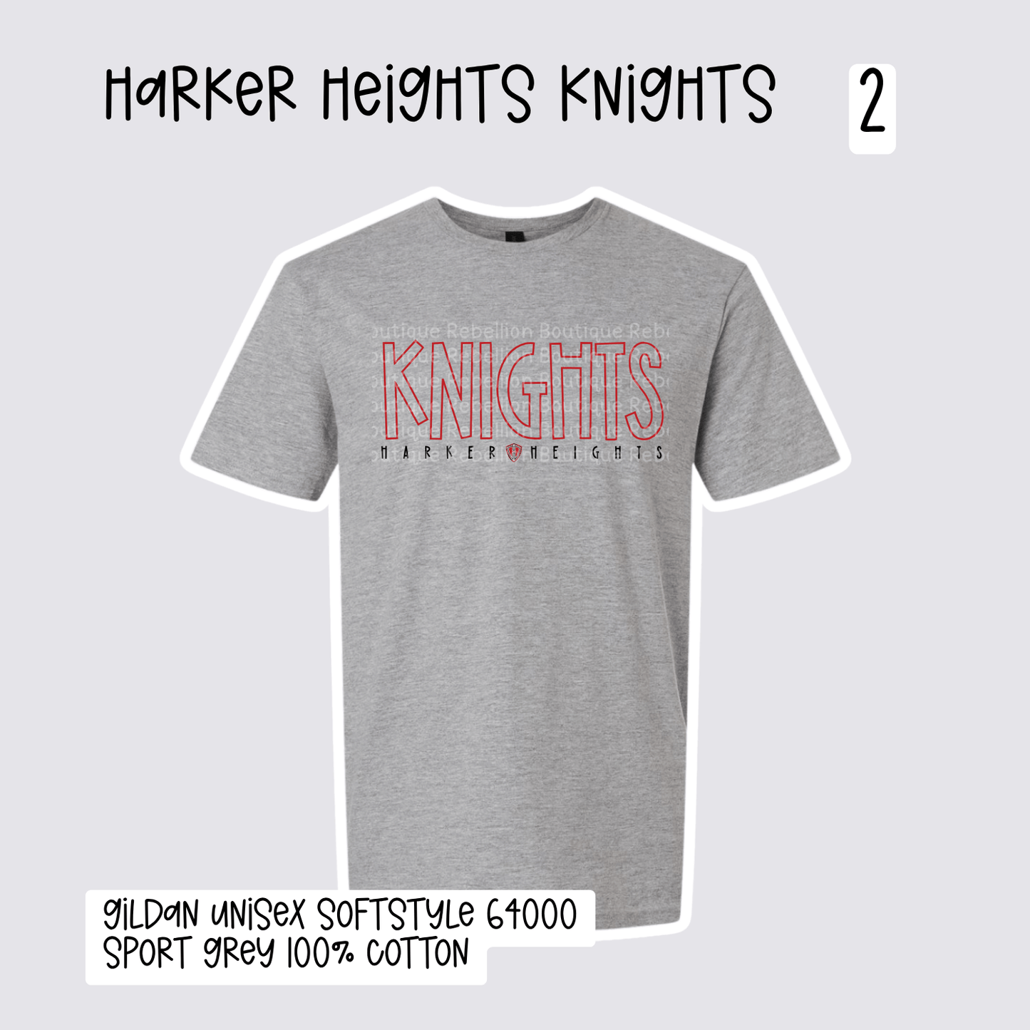 Design 2 Harker Heights Knights 2026-2027 Spirit Wear Adult Tee, Long Sleeve or Sweatshirt