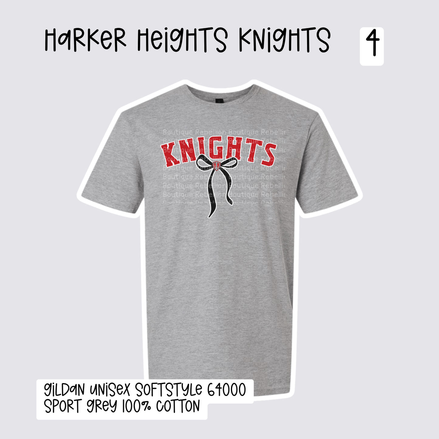 Design 4 Harker Heights Knights 2026-2027 Spirit Wear Adult Tee, Long Sleeve or Sweatshirt