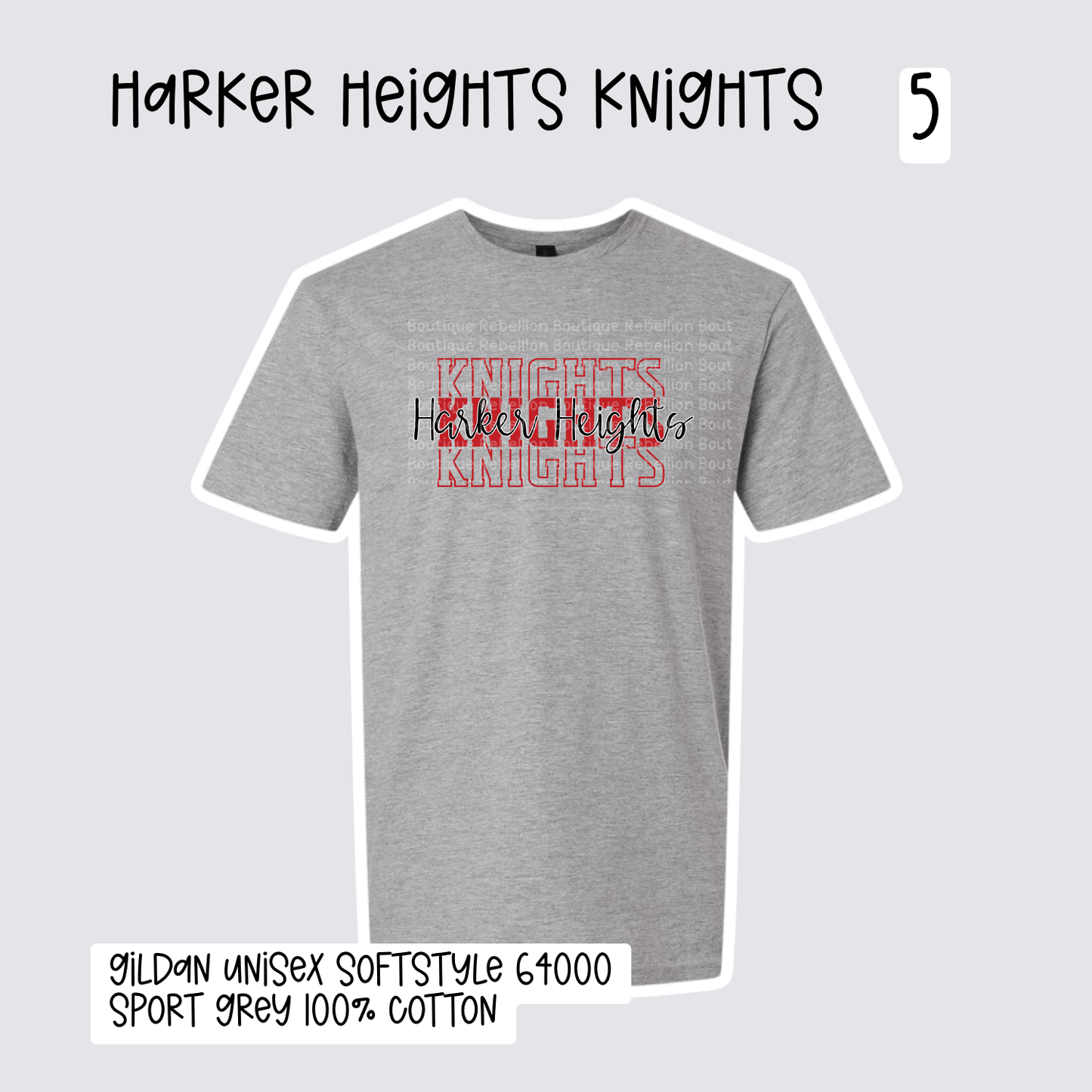 Design 5 Harker Heights Knights 2026-2027 Spirit Wear Adult Tee, Long Sleeve or Sweatshirt