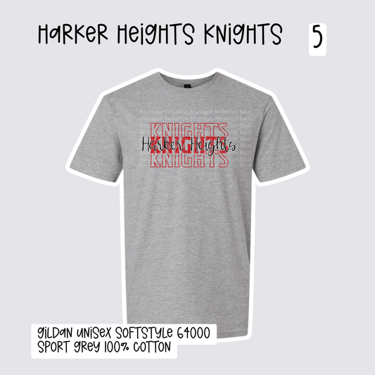 Design 5 Harker Heights Knights 2026-2027 Spirit Wear Youth Tee, Long Sleeve or Sweatshirt