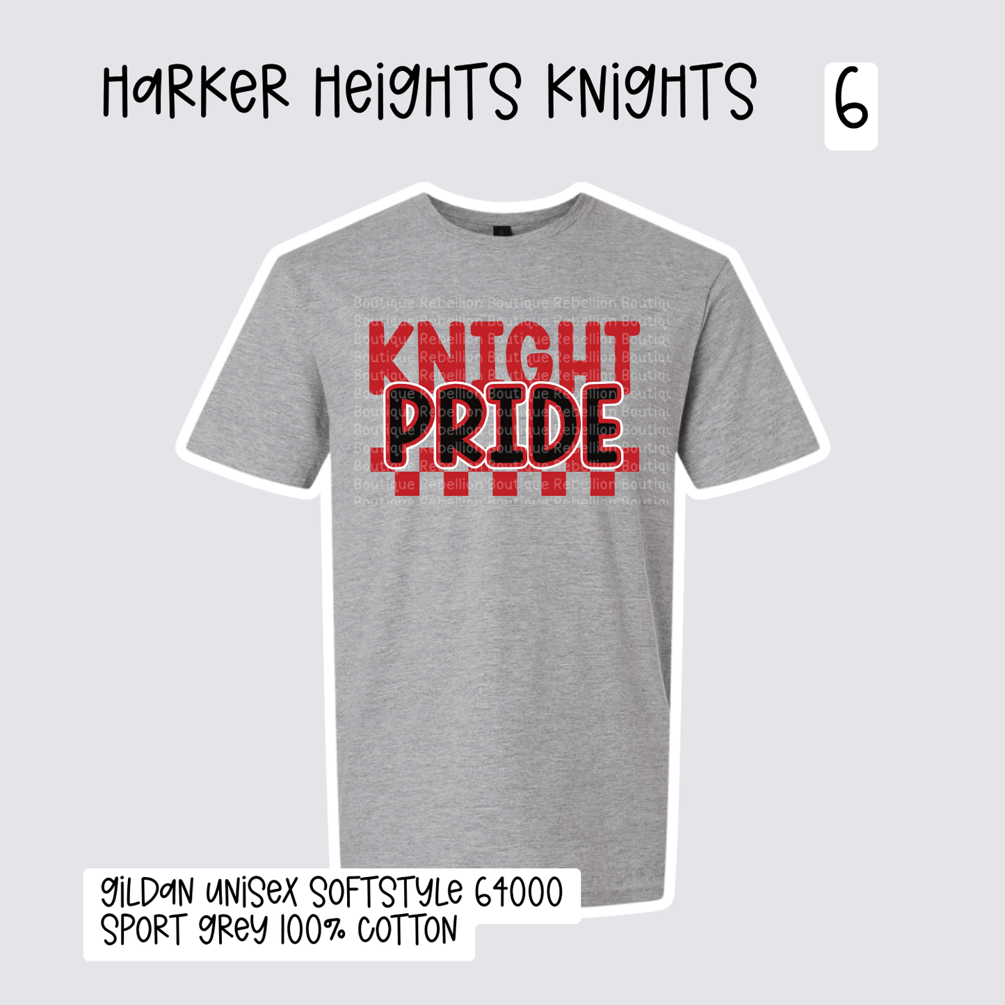 Design 6 Harker Heights Knights 2026-2027 Spirit Wear Adult Tee, Long Sleeve or Sweatshirt