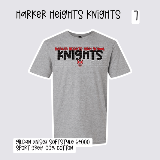 Design 7 Harker Heights Knights 2026-2027 Spirit Wear Youth Tee, Long Sleeve or Sweatshirt
