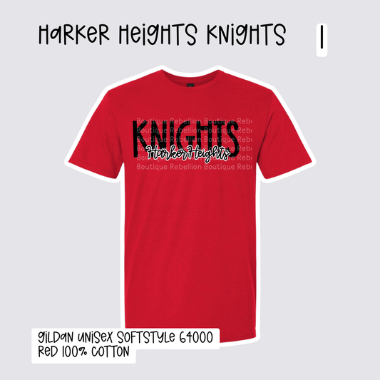 Design 1 Harker Heights Knights 2026-2027 Spirit Wear Youth Tee, Long Sleeve or Sweatshirt