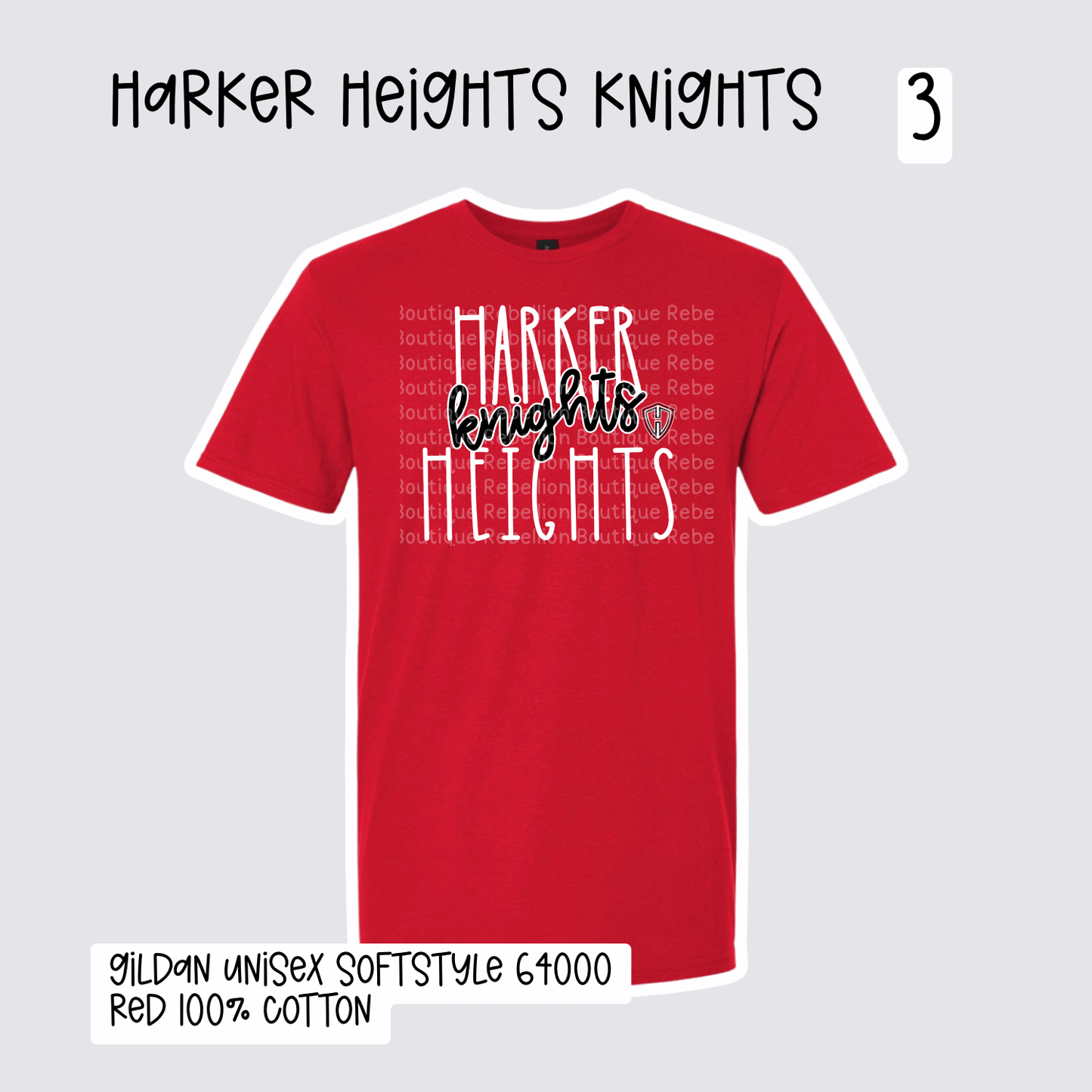 Design 3 Harker Heights Knights 2026-2027 Spirit Wear Adult Tee, Long Sleeve or Sweatshirt