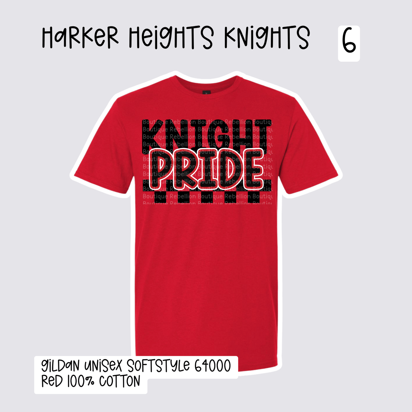 Design 6 Harker Heights Knights 2026-2027 Spirit Wear Adult Tee, Long Sleeve or Sweatshirt