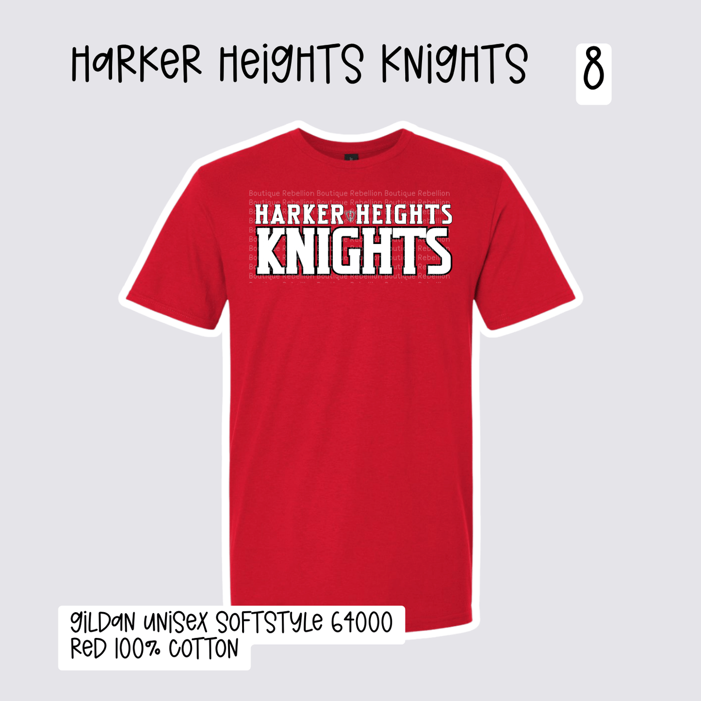 Design 8 Harker Heights Knights 2026-2027 Spirit Wear Adult Tee, Long Sleeve or Sweatshirt