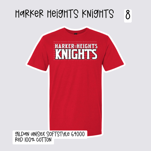 Design 8 Harker Heights Knights 2026-2027 Spirit Wear Youth Tee, Long Sleeve or Sweatshirt