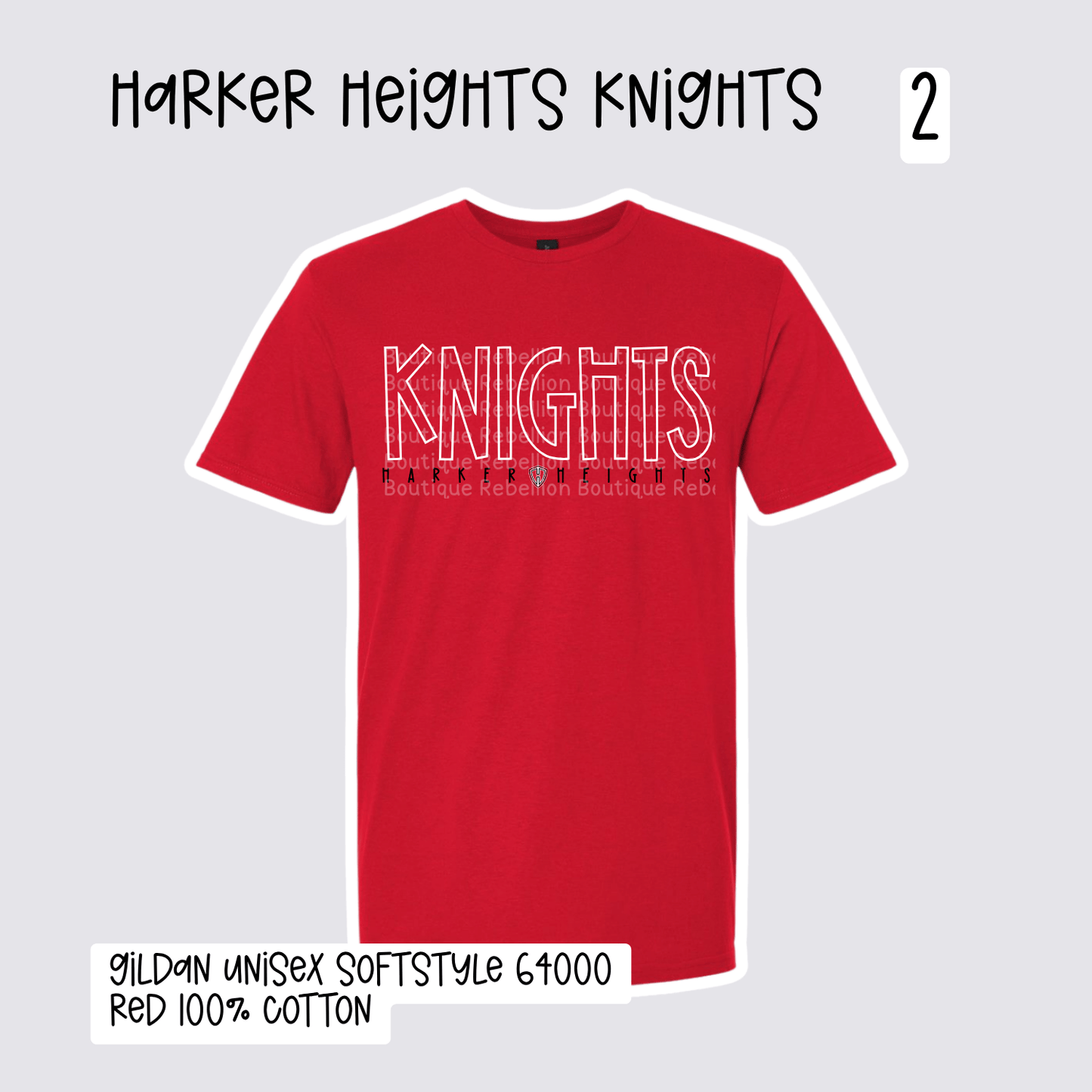 Design 2 Harker Heights Knights 2026-2027 Spirit Wear Adult Tee, Long Sleeve or Sweatshirt