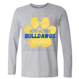 Hettie Halstead Elementary Bulldawgs Pawprint Crewneck Sweatshirt, Long or Short Sleeve Adult Tee