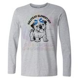 Hettie Halstead Elementary Bulldawg with Bow Crewneck Sweatshirt, Long Sleeve or Short Sleeve Adult Tee