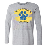 Hettie Halstead Elementary Bulldawgs Cursive Paw Paint Crewneck Sweatshirt, Long Sleeve or Short Sleeve Adult Tee