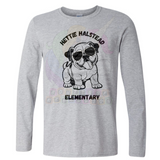 Hettie Halstead Elementary Bulldawgs Dog with Black Glasses Crewneck Sweatshirt, Long or Short Sleeve Adult Tee