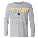 Hettie Halstead Elementary Bulldawgs Cursive with Paw Print Crewneck Sweatshirt, Long Or Short Sleeve Adult Tee