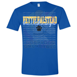 Hettie Halstead Elementary Bulldawgs Cursive with Paw Print Crewneck Sweatshirt, Long Or Short Sleeve Adult Tee