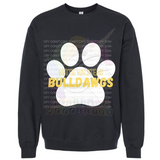 Hettie Halstead Elementary Bulldawgs Pawprint Crewneck Sweatshirt, Long or Short Sleeve Adult Tee