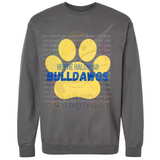 Hettie Halstead Elementary Bulldawgs Pawprint Crewneck Sweatshirt, Long or Short Sleeve Adult Tee